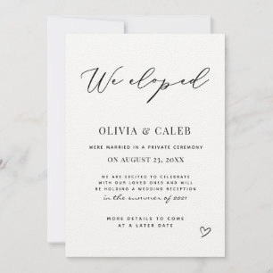 Nous avons Elopé le Faire-part Mariage