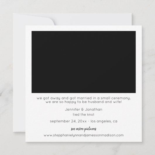 Nous Avons Elopé Le Faire-part Photo Instant (Dos)