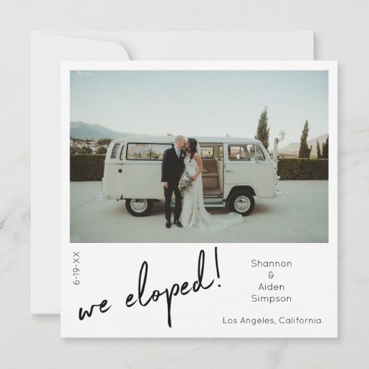 Nous Avons Elopé Le Faire-part Photo Instant (Devant)