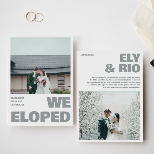 Nous Avons Elopé Simple Sea Photo Faire-part Card