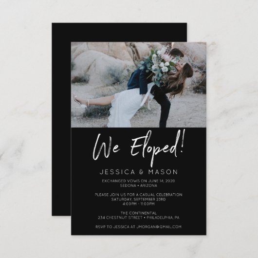 Nous avons Eloped Invitation manuscrit Eloped Fair (Devant / Derrière)