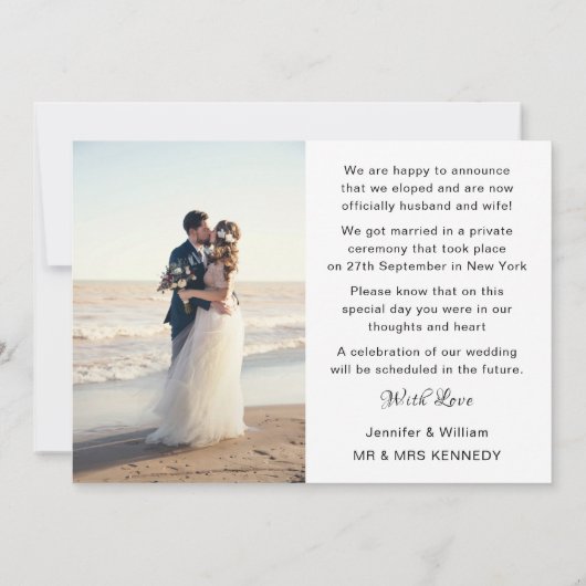 Nous avons Eloped Photo Collage Mariage Faire-part (Dos)