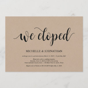 Nous avons fui, Mariage Elopement Invitations de r