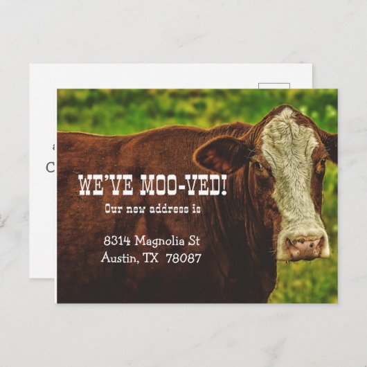 Nous avons Moo-ved Moving Faire-part carte postale (Devant / Derrière)