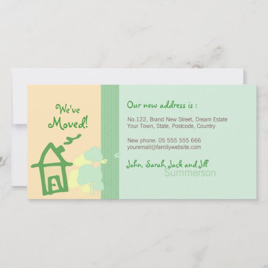 Nous avons Moved Green & Beige pastels Carte photo (Devant)