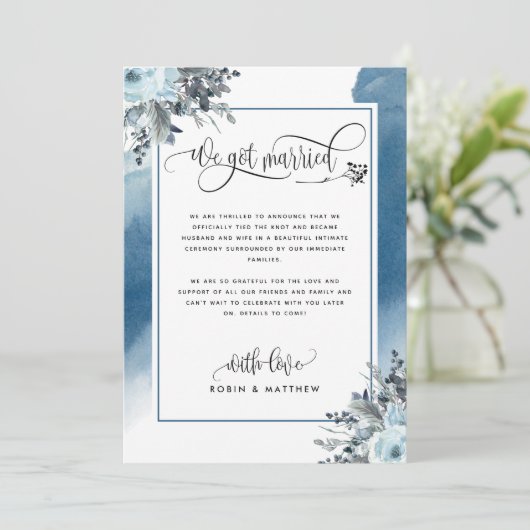 Nous avons un Mariage marié Faire-part en bleu (Debout devant)