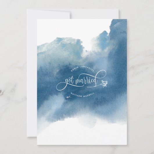 Nous avons un Mariage marié Faire-part en bleu (Dos)