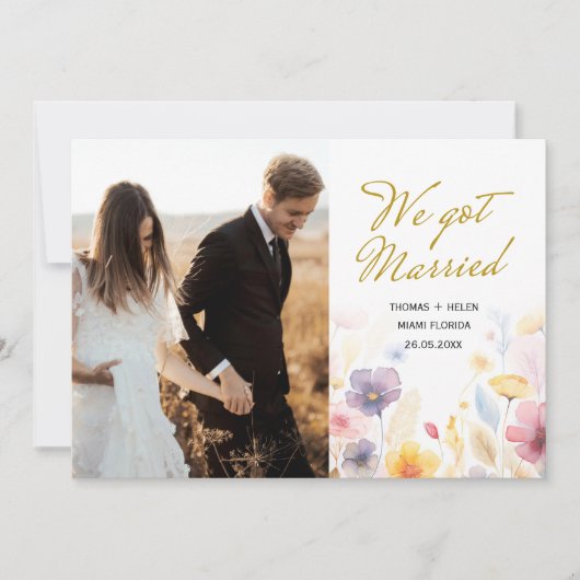 Nous avons une carte de faire-part de mariage flor (Devant)
