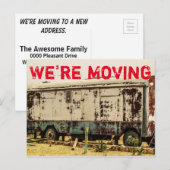 Nous déménageons drôle Carte postale de changement (Devant / Derrière)