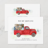 Nous déménageons Red Truck Nouveau Faire-part d'ad (Devant / Derrière)