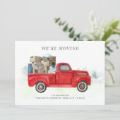 Nous déménageons un camion rouge Faire-part de dém (Debout devant)