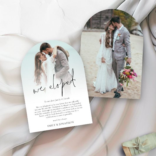 Nous Eloped 2 Photo Script Mariage Carte Arch