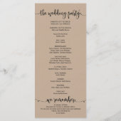 Nous faisons carte de programme de mariage dans le (Dos)