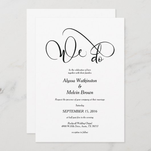 Nous faisons carte faire-part de mariage dans le t (Devant / Derrière)