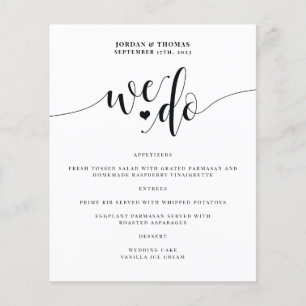 Nous Faisons Élégant Script Mariage Menu Réception