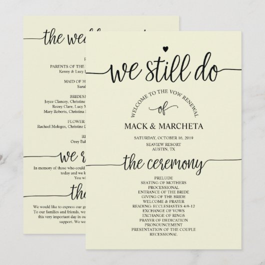 Nous faisons encore la carte de programme (Devant / Derrière)