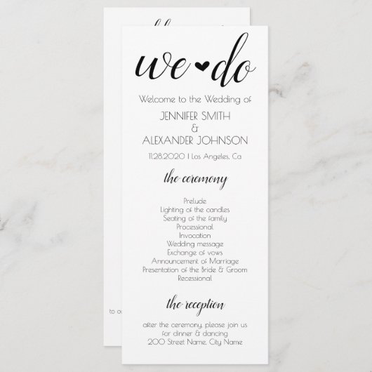 Nous faisons le programme de mariage (Devant / Derrière)