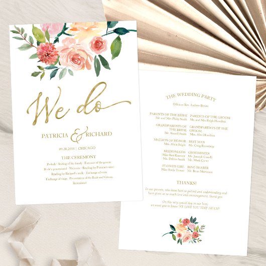 Nous faisons le programme de mariage à aquarelle f