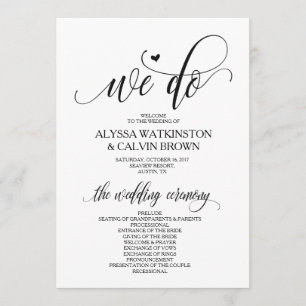 Nous faisons mariage carte programme 5x7 design mo