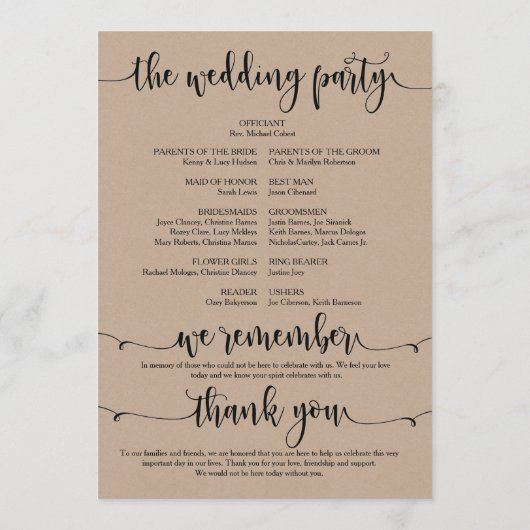 Nous faisons mariage carte programme 5x7 design v3 (Dos)