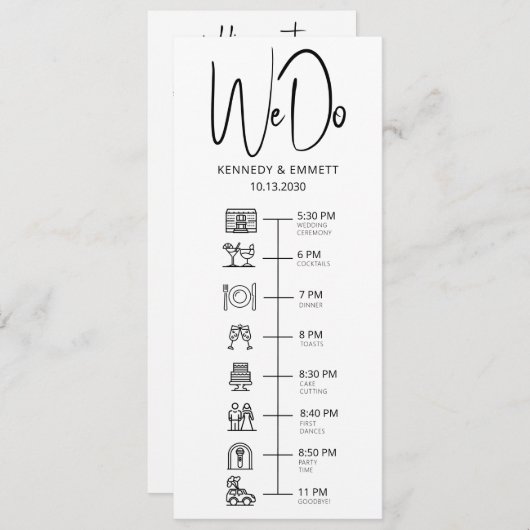 Nous faisons Mariage Jour Timeline Programme plat (Devant / Derrière)