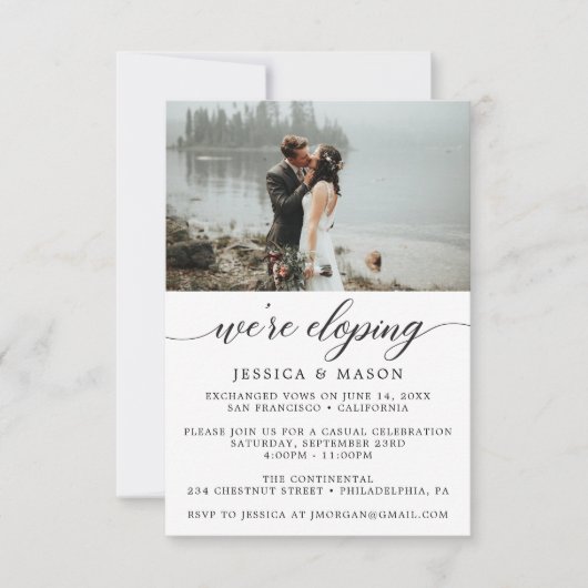 Nous Fuyons pour nous Marier Invitation Annonce de (Devant)