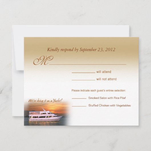 Nous le faisons sur une carte de réponse RSVP Yach (Devant)