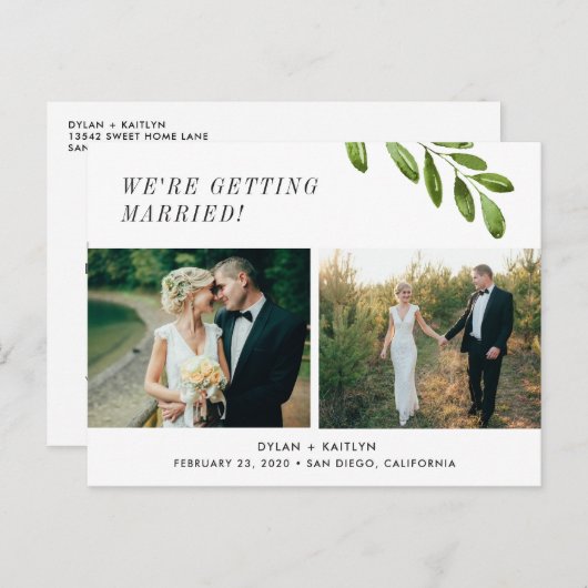 Nous nous marions Enregistrer la carte postale Dat (Devant / Derrière)