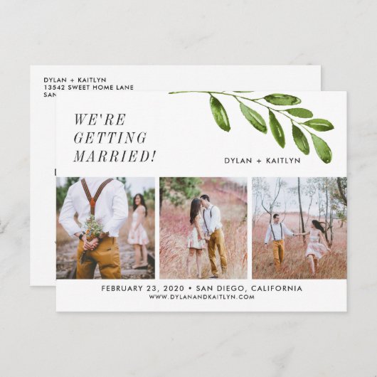 Nous nous marions Enregistrer la carte postale Dat (Devant / Derrière)