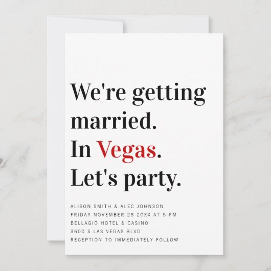 Nous nous marions Invitation de mariage à Vegas (Devant)