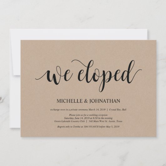 Nous nous sommes enfuis, Invitations de réception (Devant)