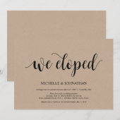 Nous nous sommes enfuis, Invitations de réception (Devant / Derrière)