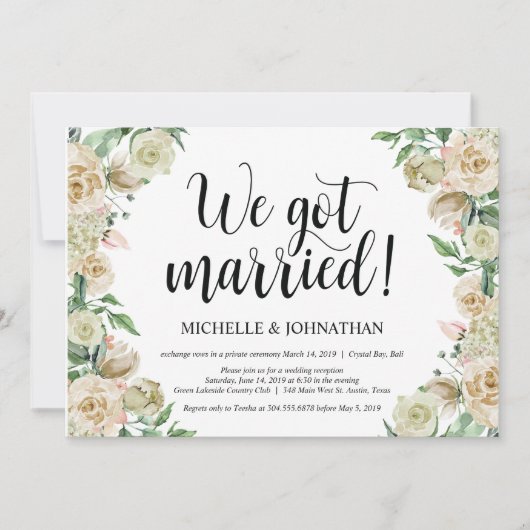 Nous nous sommes mariés Elopement Reception Carte  (Devant)