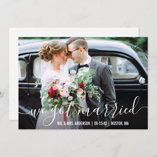 Nous Nous Sommes Mariés Faire-part Script Carte ph (Devant / Derrière)