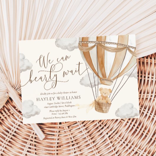 Nous Pouvons Attendre Tan Baby shower Invitation