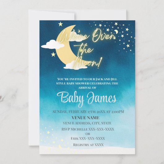 Nous sommes au-dessus de la lune Invitation Blue N (Devant)