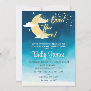Nous sommes au-dessus de la lune Invitation Blue N