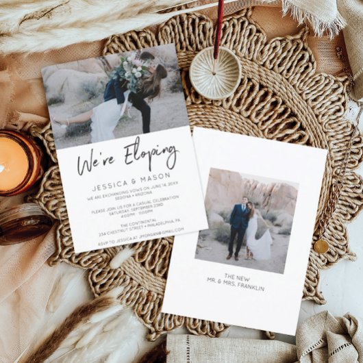 Nous sommes Eloping Faire-part Invitation manuscri