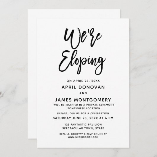 Nous sommes en fuite Typographie Faire-part de mar (Devant / Derrière)