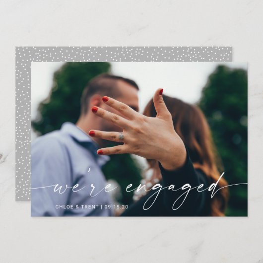 Nous sommes engagés Fiançailles Faire-part Card (Devant / Derrière)