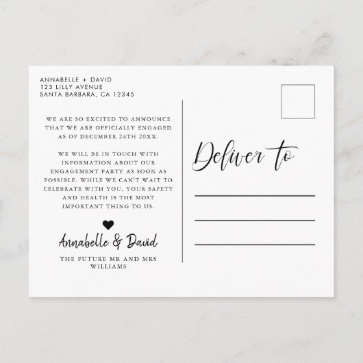 Nous sommes fiancés Carte de postale d'annonce pho (Dos)