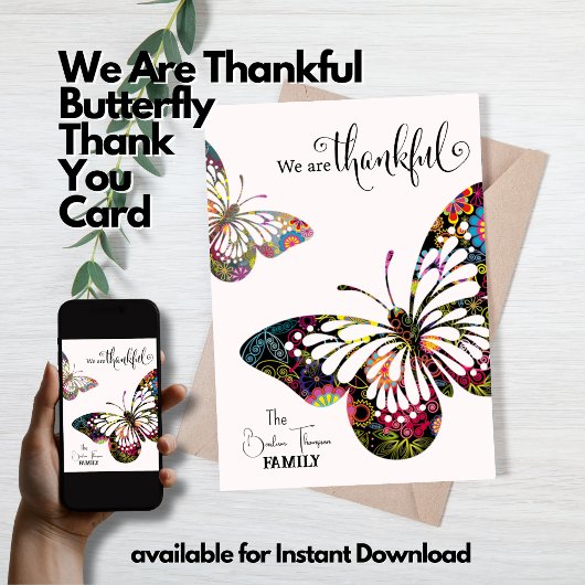 Nous Sommes Heureux Super Papillon Carte de remerc