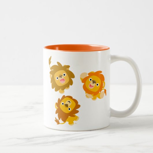 "Nous sommes ici ! !" Cute caricature Lions Mug (Droit)