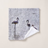 Nous Sommes Les Trois Flamants roses Aquarelle (Gant de toilette)