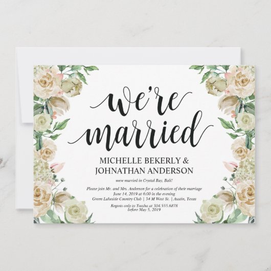 Nous sommes mariés Carte d'invitation de réception (Devant)