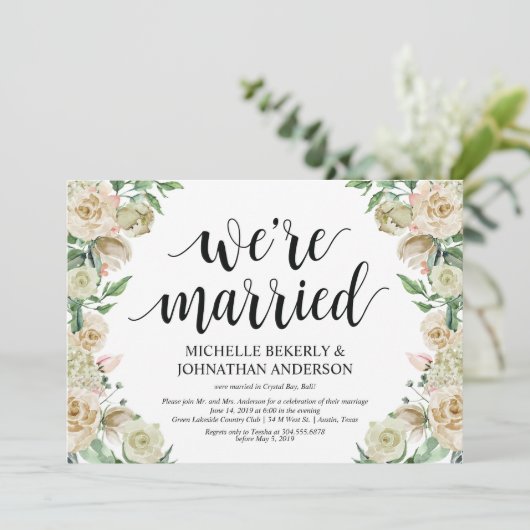 Nous sommes mariés Carte d'invitation de réception (Debout devant)