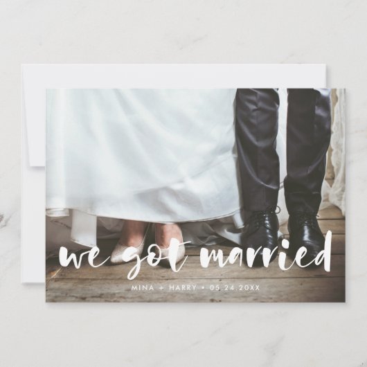 Nous sommes mariés carte photo de script moderne (Devant)