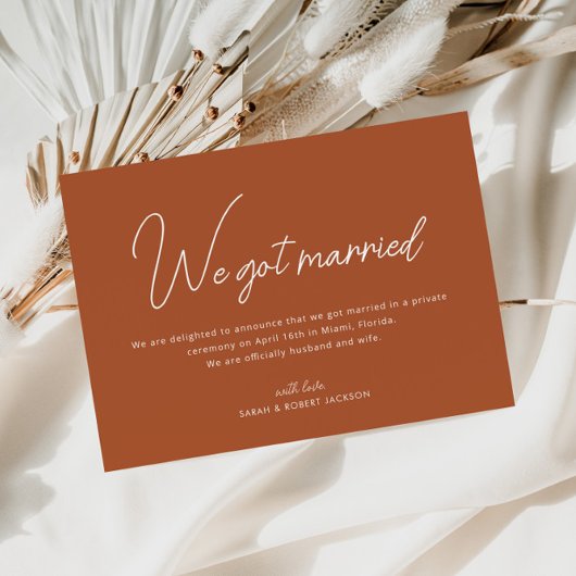 Nous sommes mariés faire-part mariage en terre cui