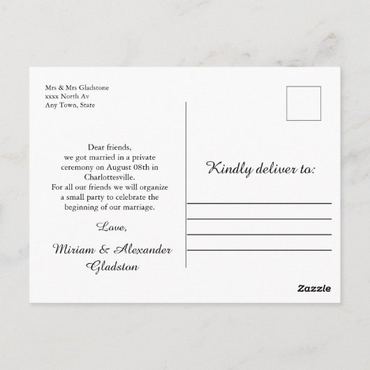 Nous sommes mariés Mariage Carte postale (Dos)