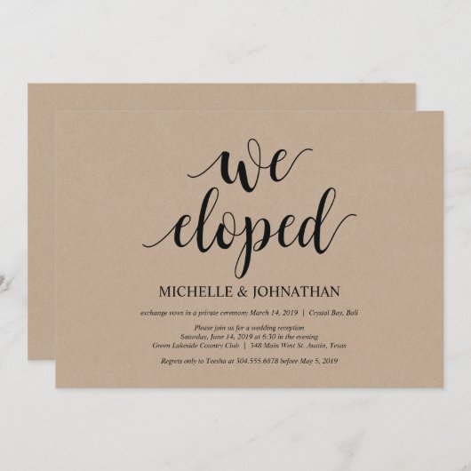 Nous sommes partis en cachette, invitations de réc (Devant / Derrière)